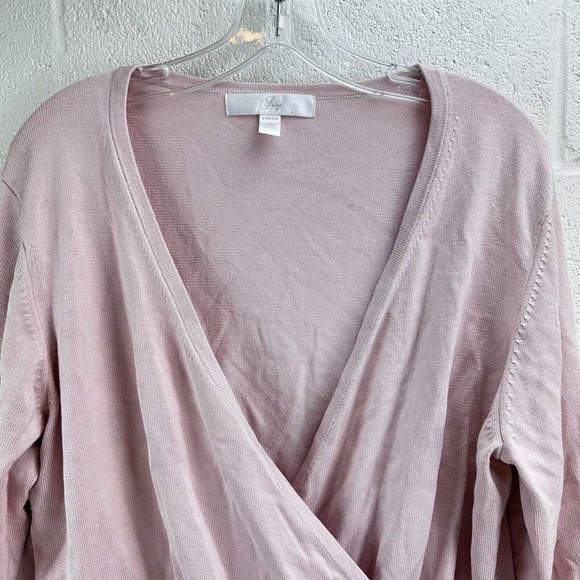 Prize Stretch Silk Blend Faux Wrap Long Sleeve V-Neck Pink Blouse Top Sz XXL - Picture 2 of 6